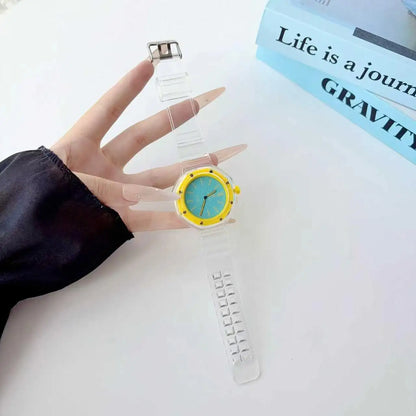 Watch Strap for Swatch X AP Royal Pop - Transparent Jelly TPU Shockproof Bracelet Correa One-Piece Waterproof Replacement Band