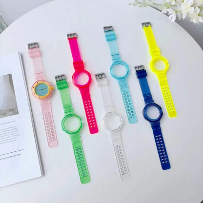 Watch Strap for Swatch X AP Royal Pop - Transparent Jelly TPU Shockproof Bracelet Correa One-Piece Waterproof Replacement Band